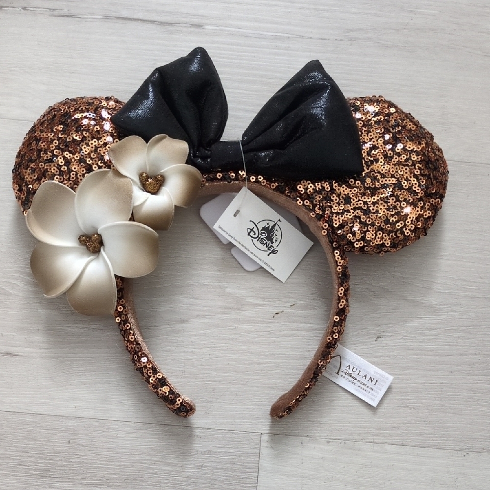 Disney Sequin Ears with Bow and Flowers